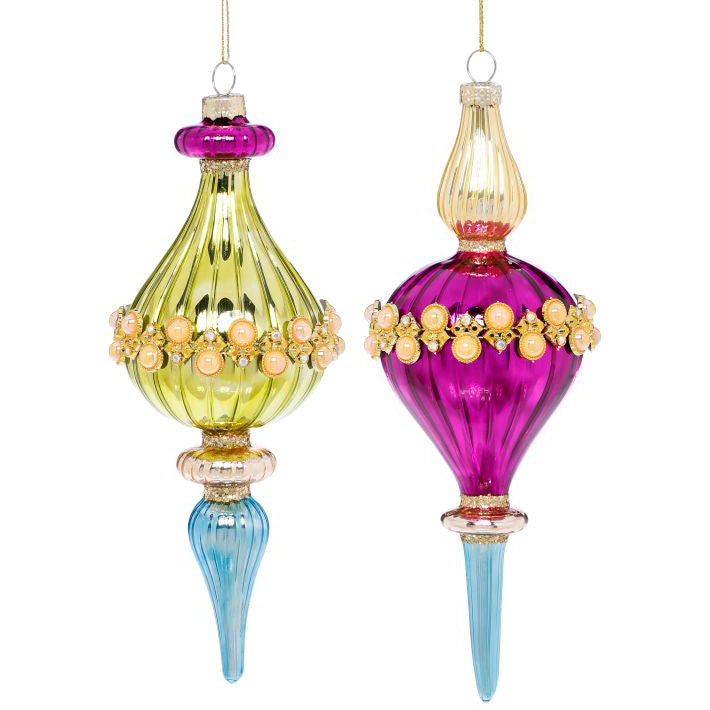 Bright Finial Drop Ornament 9" Gift Boxed Set of 6
