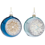 Blue Reflective Ball Ornament 4" Gift Boxed Set of 6