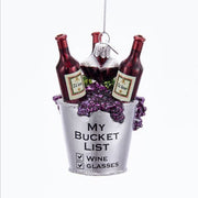 Wine Bucket List Glass Ornament 3.75"