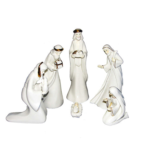 Porcelain Holy Famly & 3 Kings Nativity Set of 7