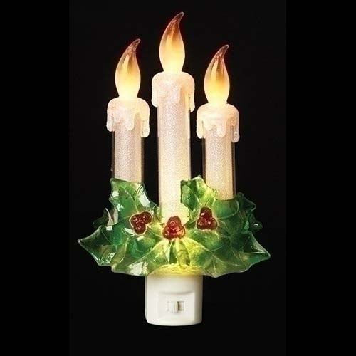 3 Candles with Holly Night Light 7.75"
