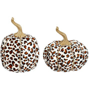 Jeweled Leopard Print Pumpkins 8 and 9 Inches Set of 2