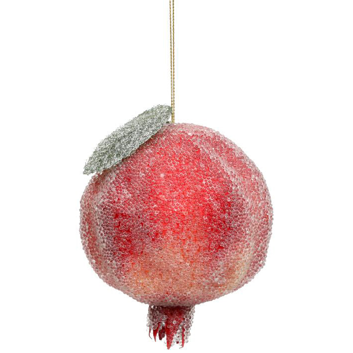 Frosted Pomegranate Ornament 4" Gift Boxed Set of 6