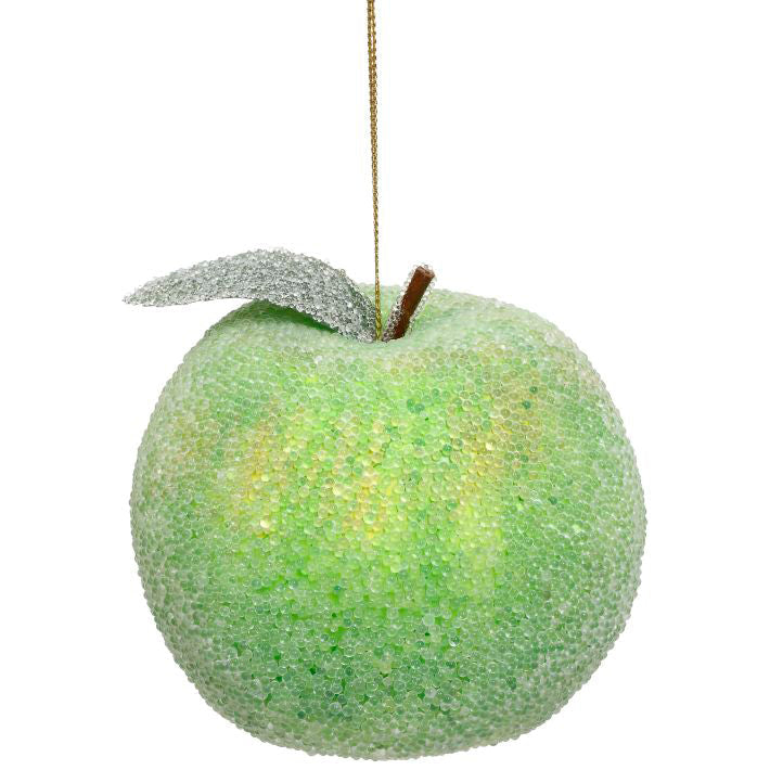 Frosted Green Apple Ornament 3" Gift Boxed Set of 6
