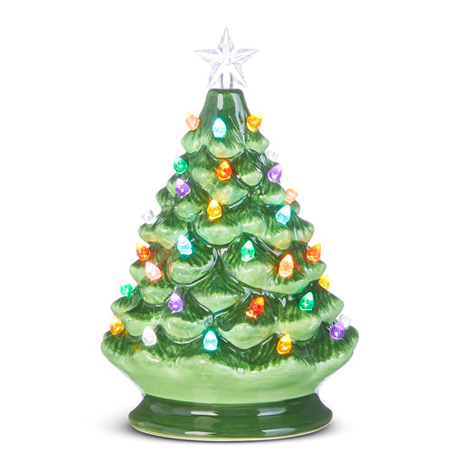 Green Vintage Lighted Tree 8"