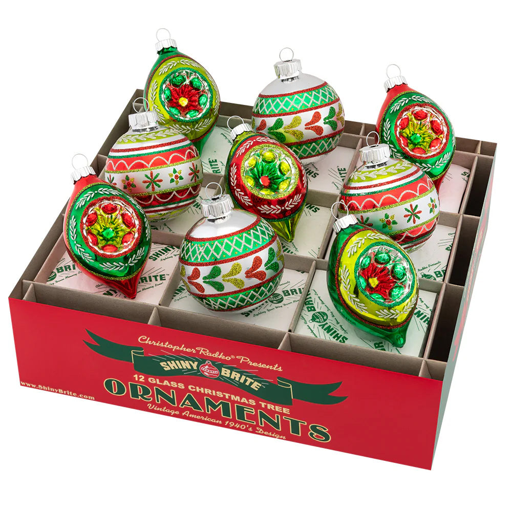 Holiday Splendor 2.5" Decorated Rounds & Reflector Tulips Set of 9