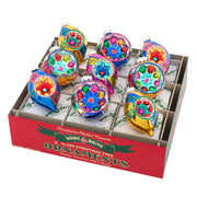 Christmas Confetti 2.5" Decorated Rounds and Reflector Tulips Set of 9