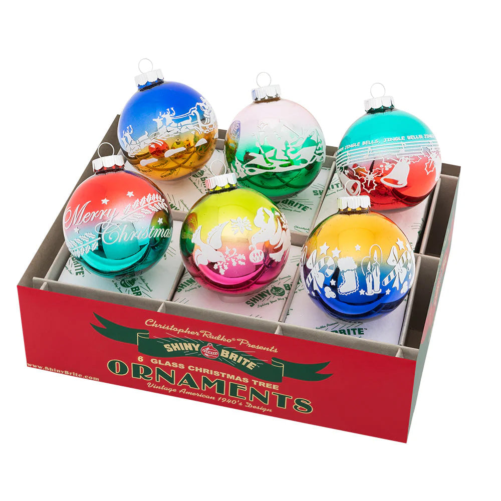 Christmas Confetti 3.25" Signature Flocked Rounds Set of 6
