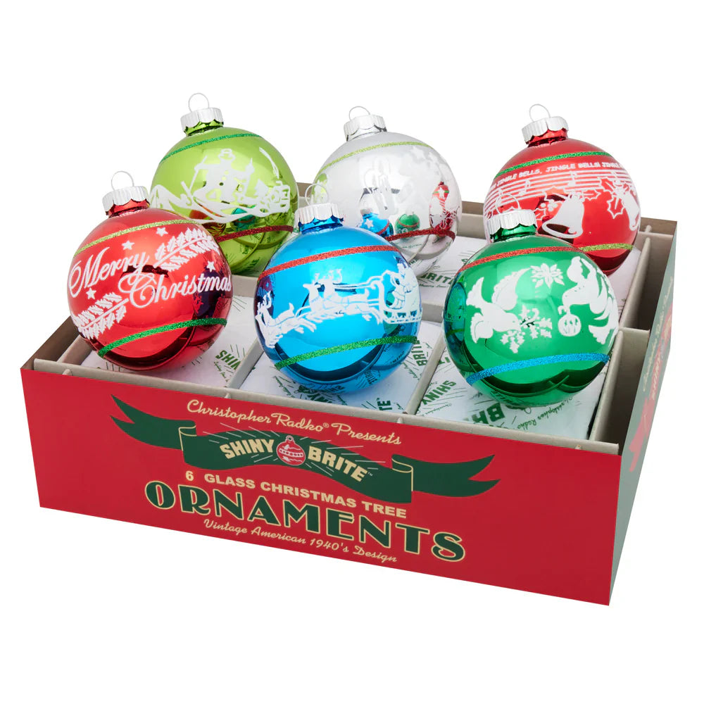 Holiday Splendor Signature Flocked Rounds 3.25" Set of 6