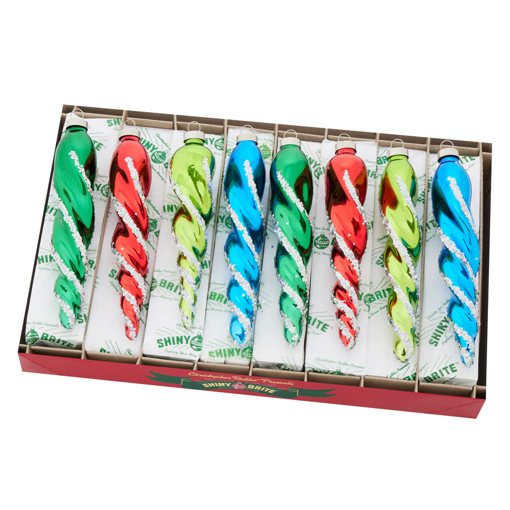 Holiday Splendor 6" Glass Icicles Set of 8