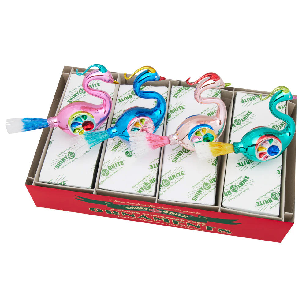 Christmas Confetti Reflector Birds Set of 4