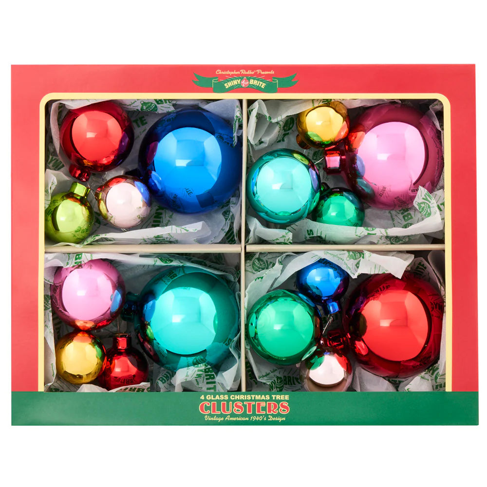 Christmas Confetti 8 Count 1.25 Inch, 1.75 Inch and 2.5 Inch Clusters Set of 4