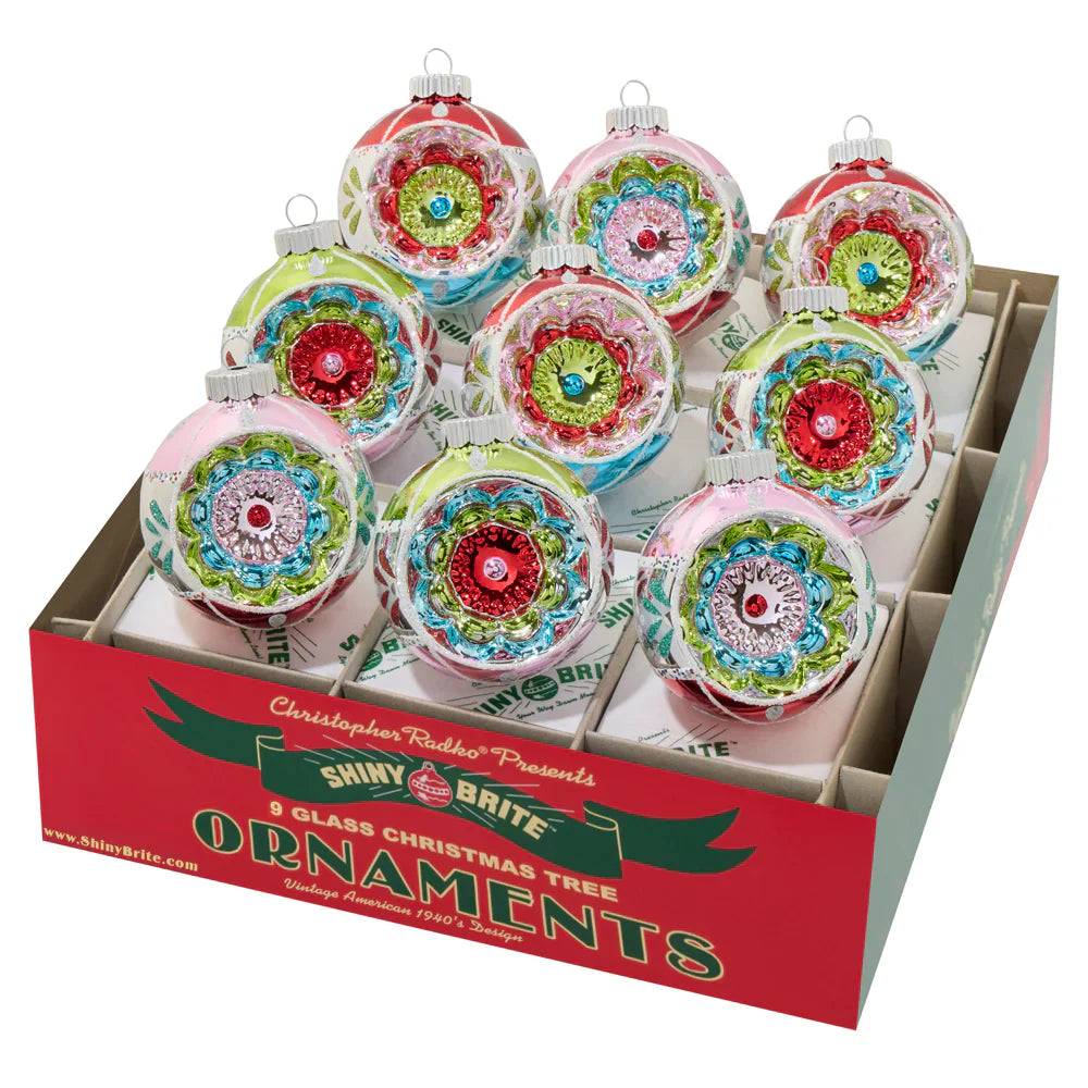 Festive Fete 1.75" Decorated Reflector Rounds Set of 12