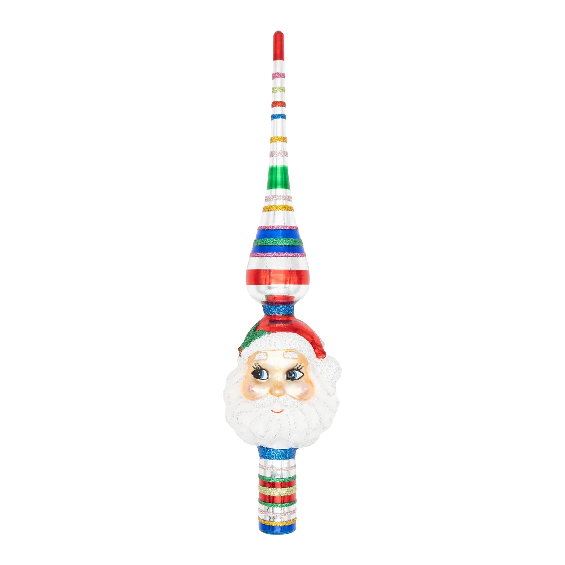 Christmas Confetti Santa Finial Tree Topper 11.5"