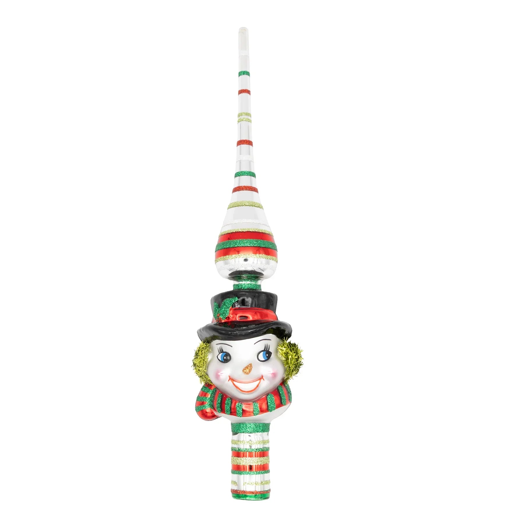 Holiday Splendor Snowman Finial Tree Topper 11.5"