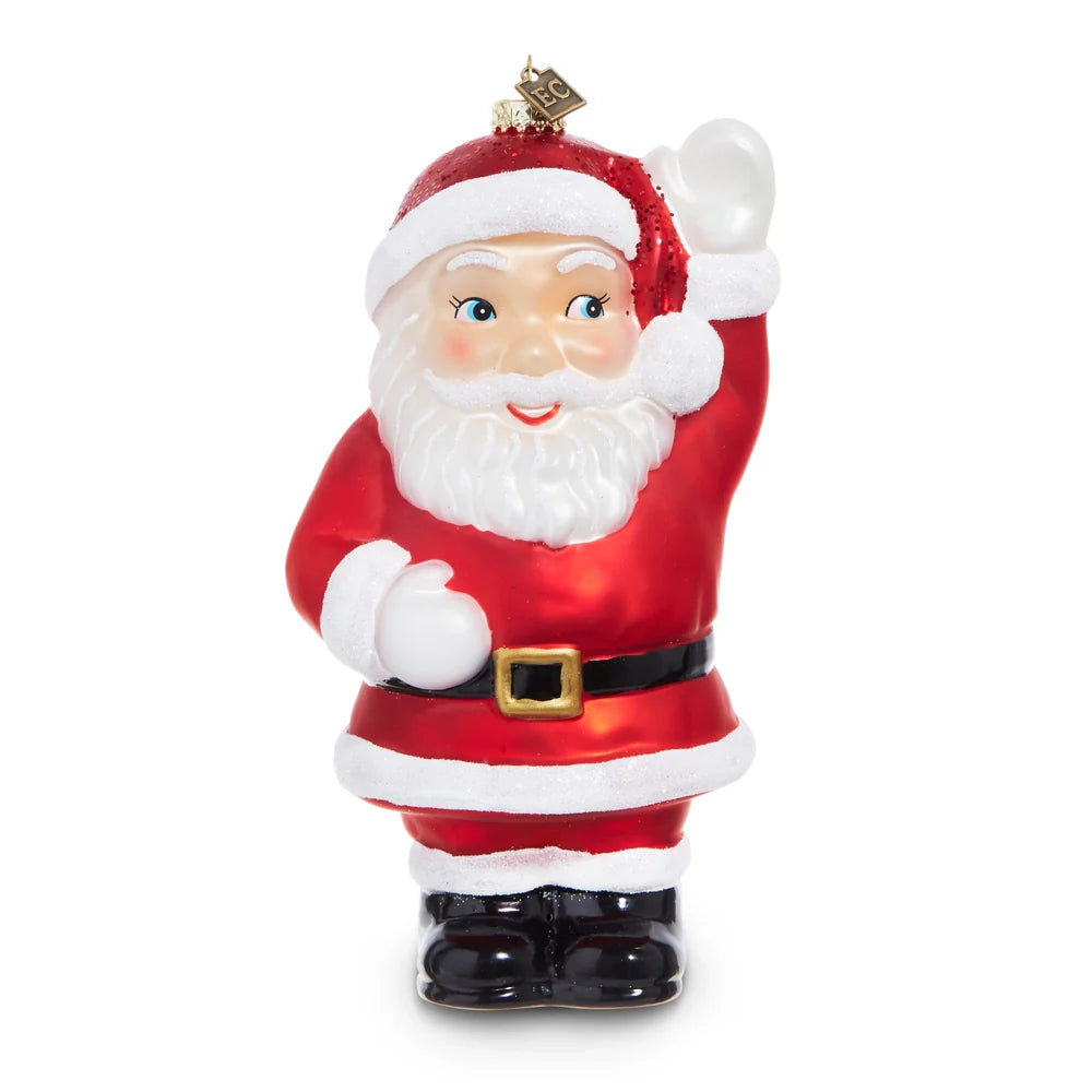 Waving Santa Blow Mold Style Ornament 8"
