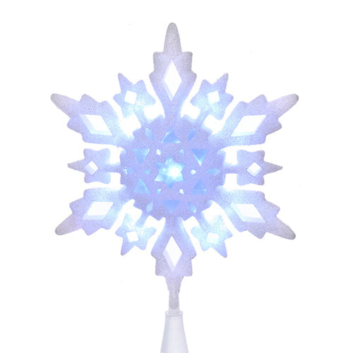 Cool White LED Glitter Snowflake Tree Topper 10"