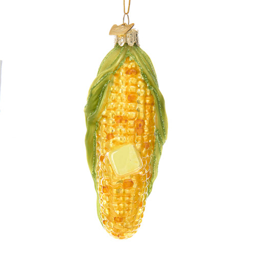 Corn On The Cob Glass Ornament 4.5"