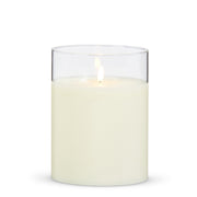 Ivory Pillar in Clear Glass Hurricane 6 x 8"