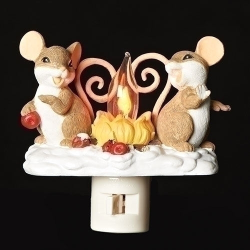 Mice By Fire Flicker Night Light 5"