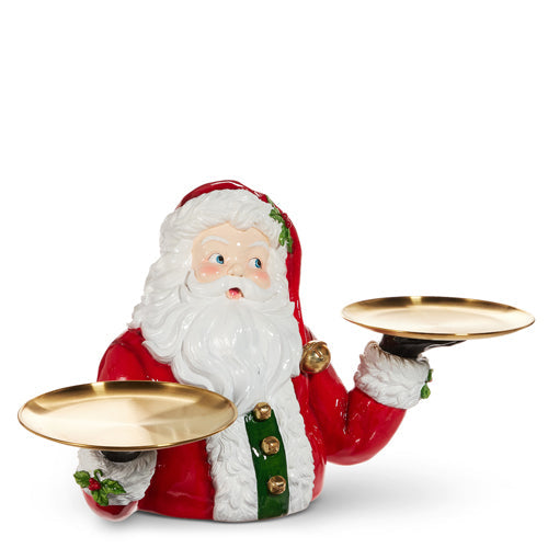 Tabletop Santa Butler with Brass Trays 28.75"