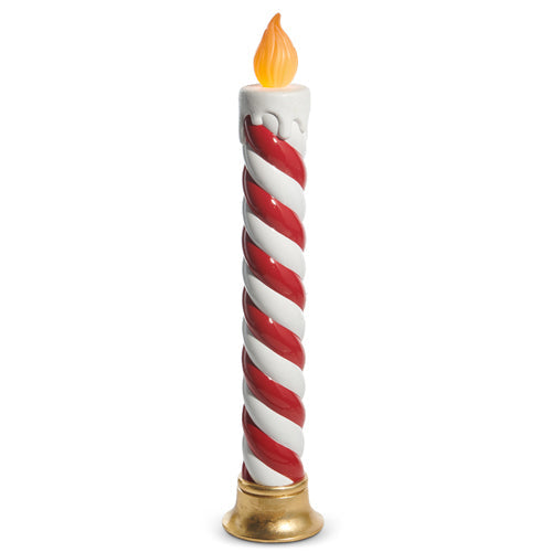 Red and White Peppermint Swirl Battery Operated Candle 38"