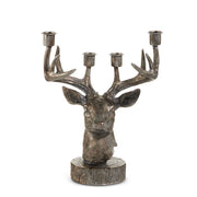 Pewter Finished Reindeer Candelabra 12"
