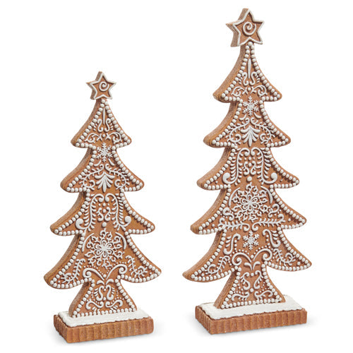Fancy Gingerbread Trees 15" Set of 2