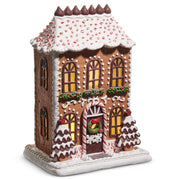 Lighted Chocolate Frosted Candy Gingerbread House 13"