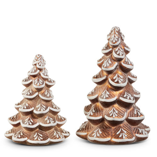 Glass Gingerbread Trees 10.5" Set of 2