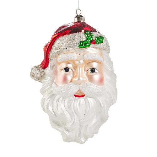 Classic Santa Claus Head Glass Ornament 10.5"