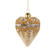 Champagne and Gold Colored Hinged Heart Box Ornament 3.5"