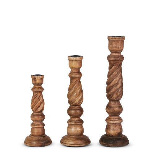 Wooden Candle Sticks 17" Set of 3