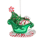 Peppermint Sleigh Ornament 5"