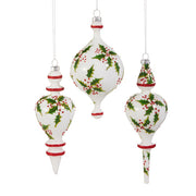 Holly Patterned Ornament 8.5" Set of 3