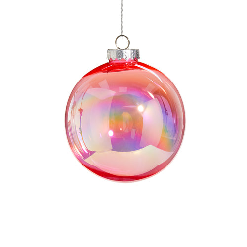 Shatterproof Seamless Bright Pink Iridescent Ball Ornament 6"