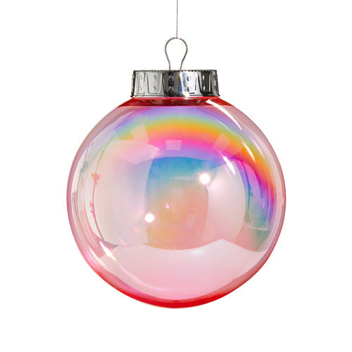 Shatterproof Seamless Bright Pink Iridescent Ball Ornament 8"