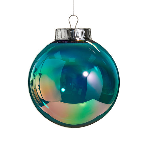Shatterproof Seamless Bright Teal Iridescent Ball Ornament 8"