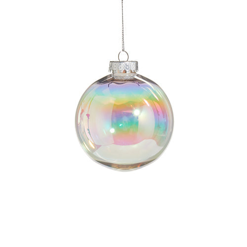 Shatterproof Seamless Clear Iridescent Ball Ornament 4"
