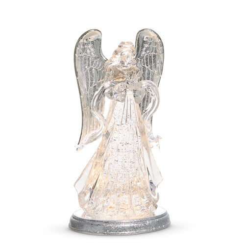 Lighted Swirling Glitter Angel Water Globe 12.75"