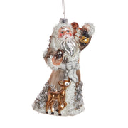 Woodland Santa Glass Ornament 6"