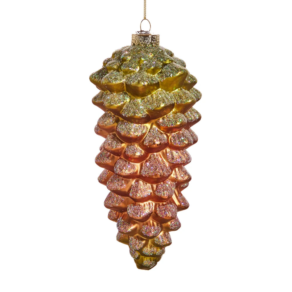 Natural Brown Pinecone Glass Ornament 8"