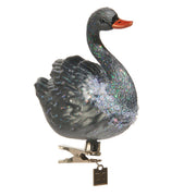 Black Swan Clip-On Glass Ornament 4.5"