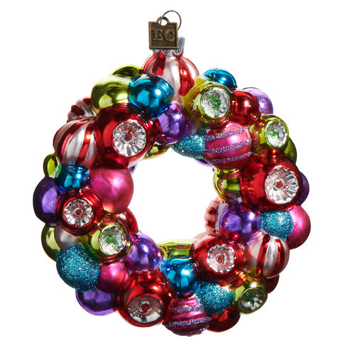 Classic Reflector Ornament Wreath Glass Ornament 4"