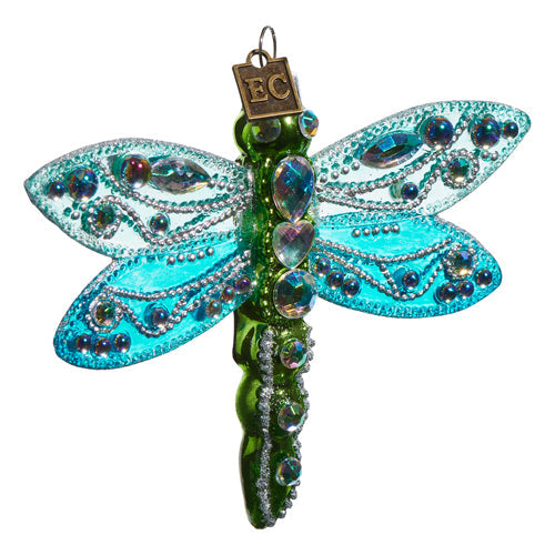 Blue Fantasy Dragonfly Ornament 4.5"