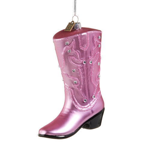 Pink Shiny Boot Ornament 5"