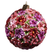 Colorful Blossom Ball Glass Ornament 4"