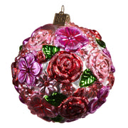 Colorful Flower Ball Glass Ornament 4"