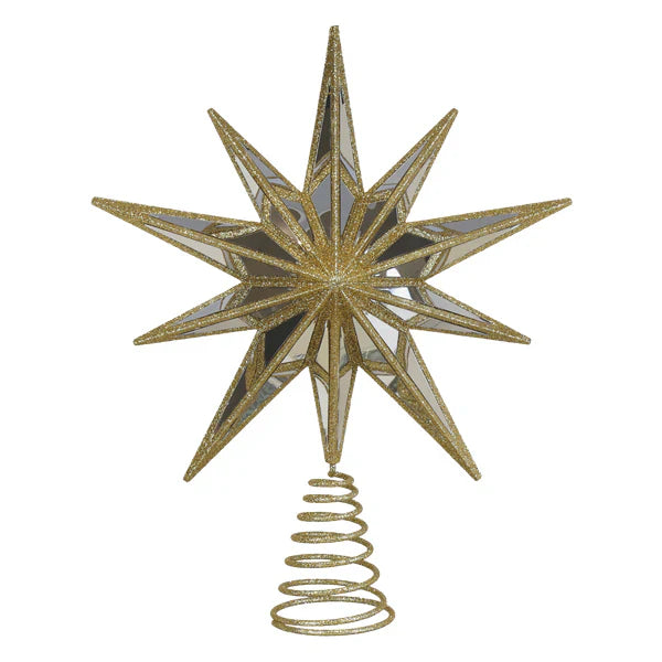 Gold Mirrored Star Tree Topper 12"