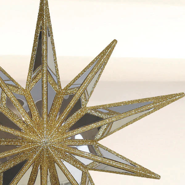 Gold Mirrored Star Tree Topper 12"